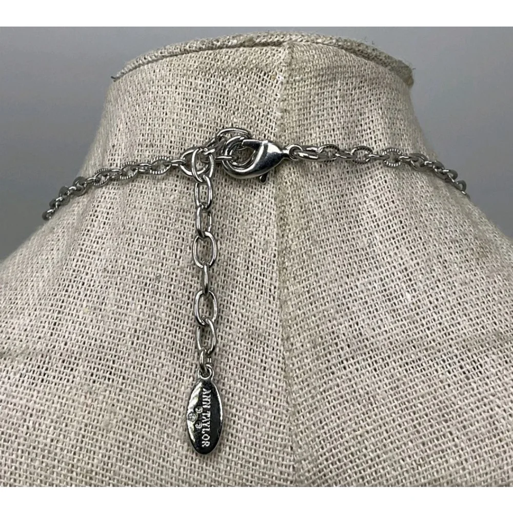 Ann Taylor Metallic Gray Bead Cluster Necklace NWOT